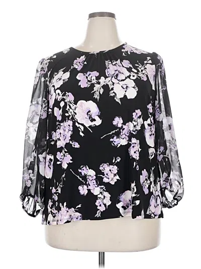 Pre-owned Kasper 3/4 Sleeve Blouse In Black