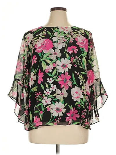 Pre-owned Kasper 3/4 Sleeve Blouse In Black