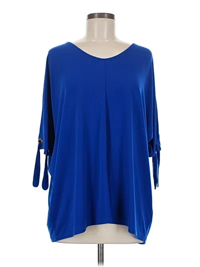 Pre-owned Kasper 3/4 Sleeve Blouse In Blue