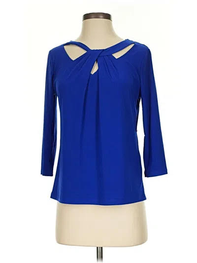 Pre-owned Kasper 3/4 Sleeve Blouse In Blue