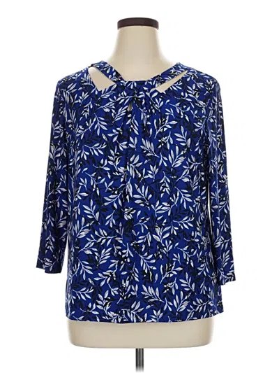 Pre-owned Kasper 3/4 Sleeve Blouse In Blue