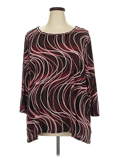 Pre-owned Kasper 3/4 Sleeve Blouse In Burgundy