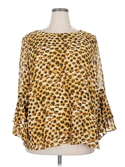 Pre-owned Kasper 3/4 Sleeve Blouse In Gold