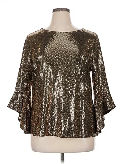 Pre-owned Kasper 3/4 Sleeve Blouse In Gold