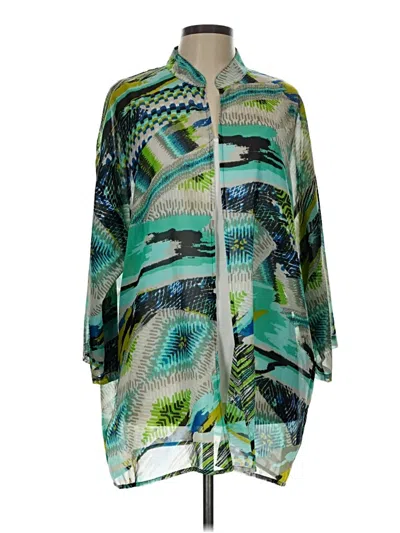 Pre-owned Kasper 3/4 Sleeve Blouse In Green