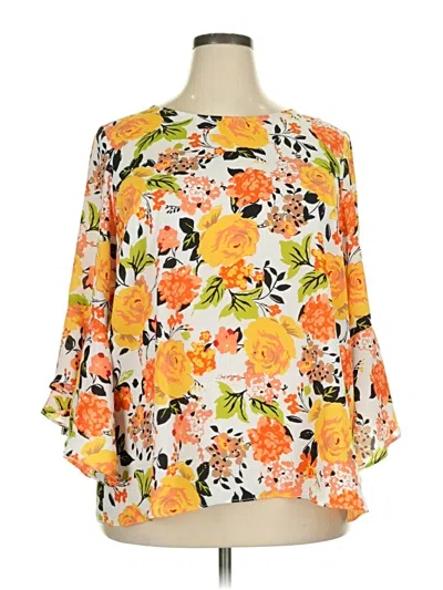 Pre-owned Kasper 3/4 Sleeve Blouse In Orange