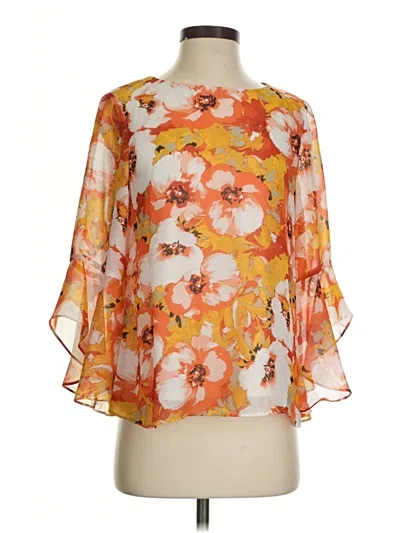 Pre-owned Kasper 3/4 Sleeve Blouse In Orange