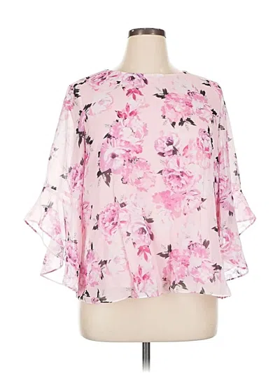 Pre-owned Kasper 3/4 Sleeve Blouse In Pink
