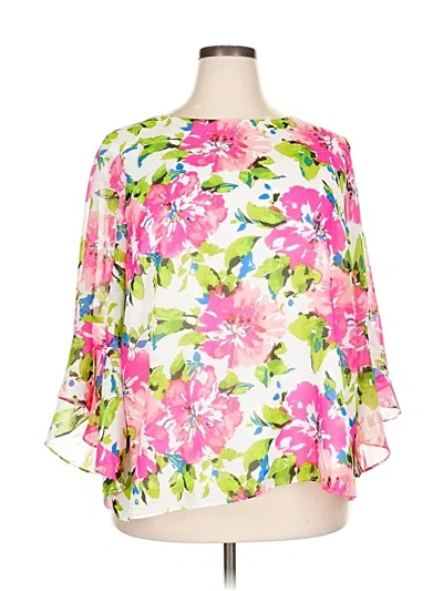 Pre-owned Kasper 3/4 Sleeve Blouse In Pink