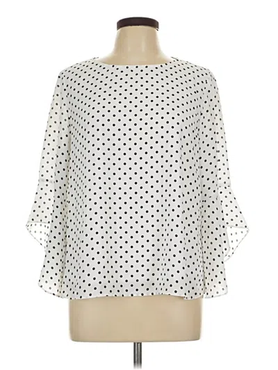 Pre-owned Kasper 3/4 Sleeve Blouse In White