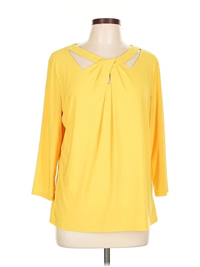 Pre-owned Kasper 3/4 Sleeve Blouse In Yellow