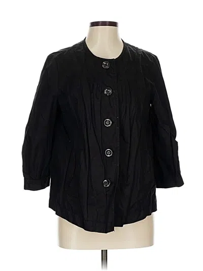 Pre-owned Kasper 3/4 Sleeve Button Down Shirt In Black