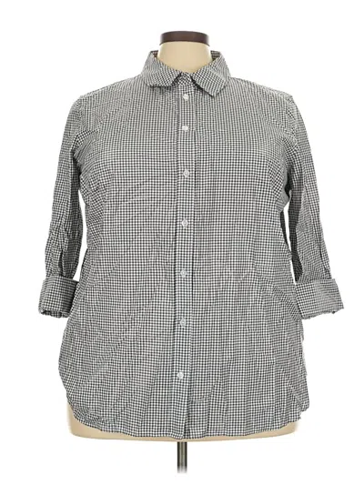 Pre-owned Kasper 3/4 Sleeve Button Down Shirt In Gray