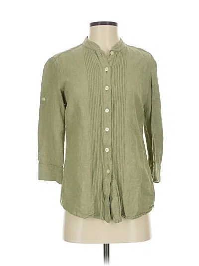 Pre-owned Kasper 3/4 Sleeve Button Down Shirt In Green