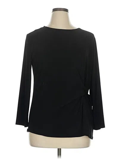 Pre-owned Kasper 3/4 Sleeve Top Black Boatneck Tops
