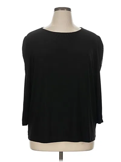 Pre-owned Kasper 3/4 Sleeve Top Black Boatneck Tops