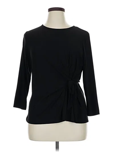 Pre-owned Kasper 3/4 Sleeve Top Black Boatneck Tops