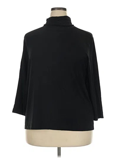 Pre-owned Kasper 3/4 Sleeve Top Black Turtleneck Tops