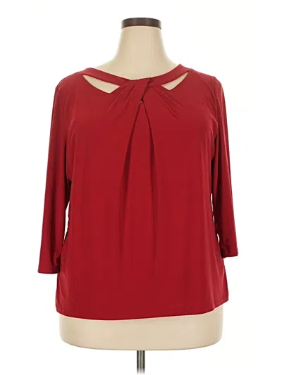 Pre-owned Kasper 3/4 Sleeve Top Burgundy Keyhole Neckline Tops