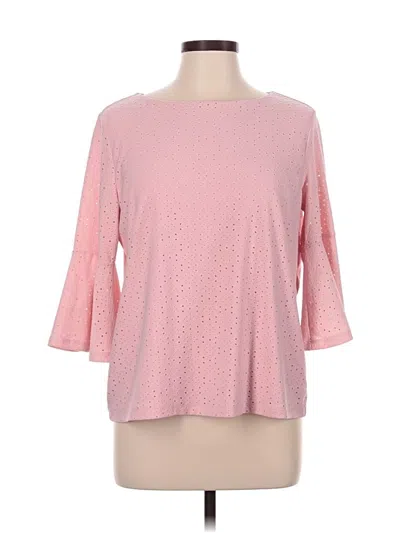 Pre-owned Kasper 3/4 Sleeve Top Pink Boatneck Tops
