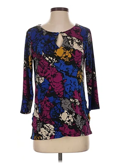 Pre-owned Kasper 3/4 Sleeve Top Purple Boatneck Tops