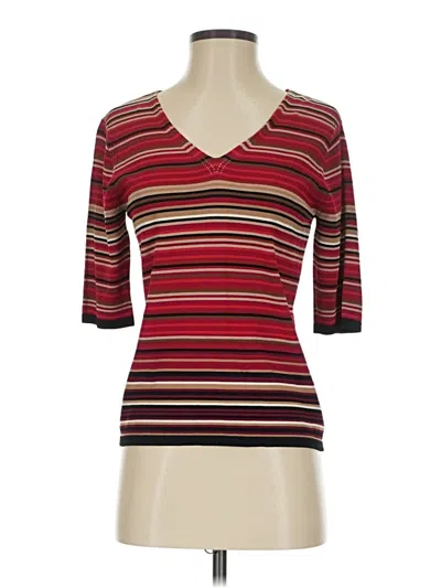 Pre-owned Kasper 3/4 Sleeve T-shirt In Burgundy