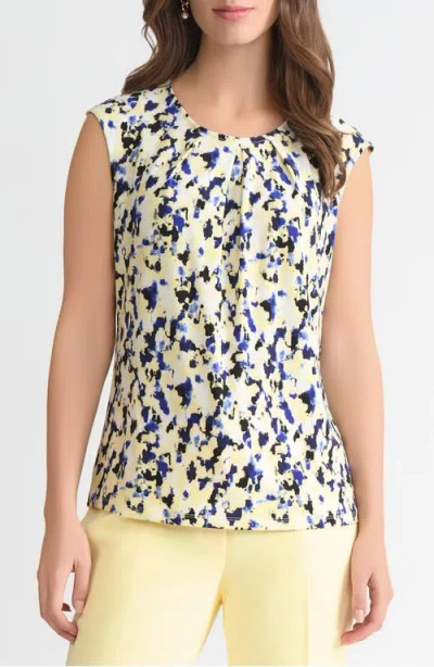 Kasper Abstract Print Extended Shoulder Top In Multi