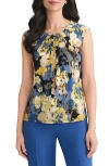 Kasper Abstract Print Hardware Detail Sleeveless Knit Top In Multi