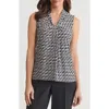 Kasper Abstract Print Knot Front Sleeveless Top In Black