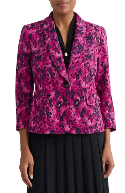 Kasper Abstract Print Scuba One-button Blazer In Multi