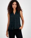 Kasper Abstract-print Sleeveless V-neck Top, Regular & Petites In Green