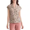 Kasper Allover Print Cap Sleeve Shirt In Multi