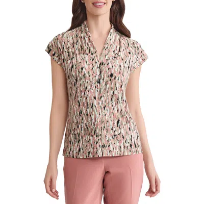 Kasper Allover Print Cap Sleeve Shirt In Multi