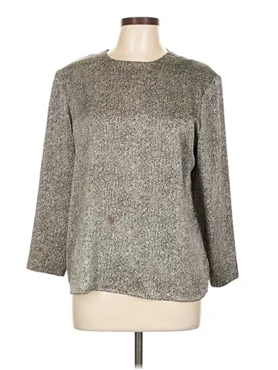 Pre-owned Kasper A.s.l. 3/4 Sleeve Top Gray Crew Neck Tops