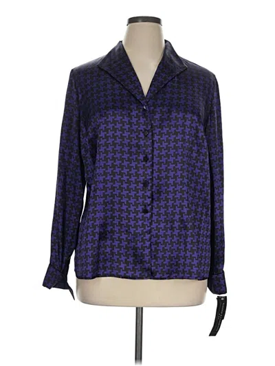 Kasper A.s.l. Long Sleeve Blouse In Blue
