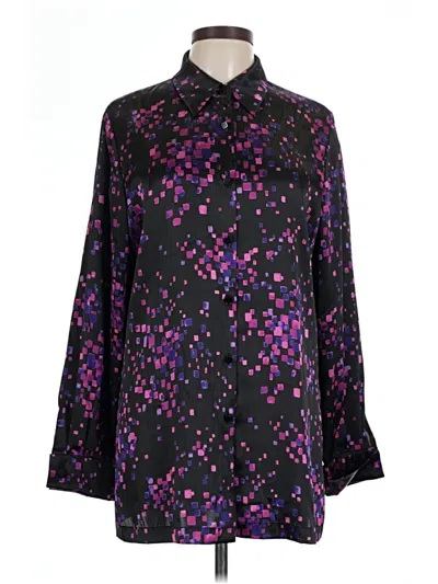 Pre-owned Kasper A.s.l. Long Sleeve Blouse In Purple