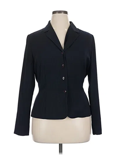 Pre-owned Kasper A.s.l. Long Sleeve Top Black Collared Neckline Tops