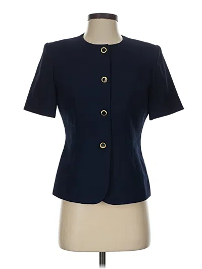 Pre-owned Kasper A.s.l. Short Sleeve Blouse In Blue