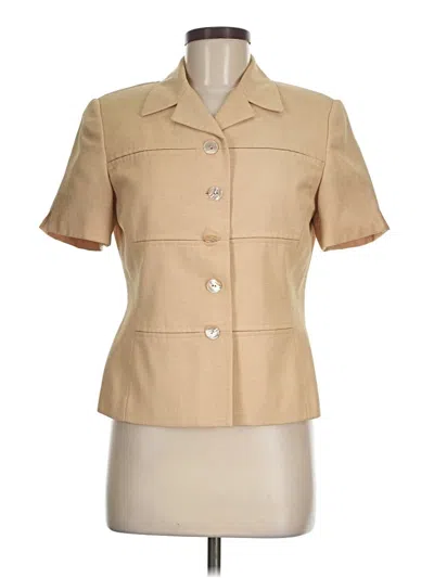 Pre-owned Kasper A.s.l. Short Sleeve Blouse In Tan