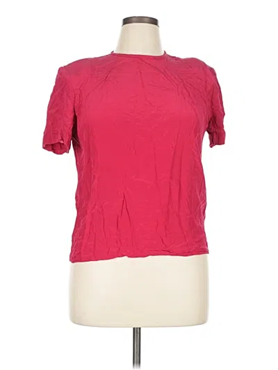 Pre-owned Kasper A.s.l. Short Sleeve Silk Top Red Mock Neckline Tops
