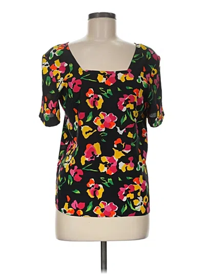 Pre-owned Kasper A.s.l. Short Sleeve Top Black Sweetheart Neckline Tops