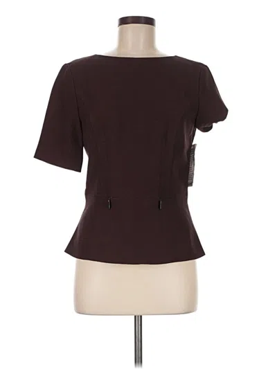 Pre-owned Kasper A.s.l. Short Sleeve Top Brown Keyhole Neckline Tops