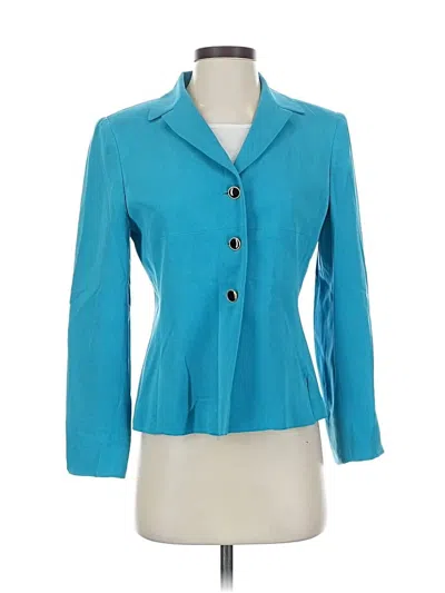 Pre-owned Kasper A.s.l. Silk Blazer Jacket In Blue