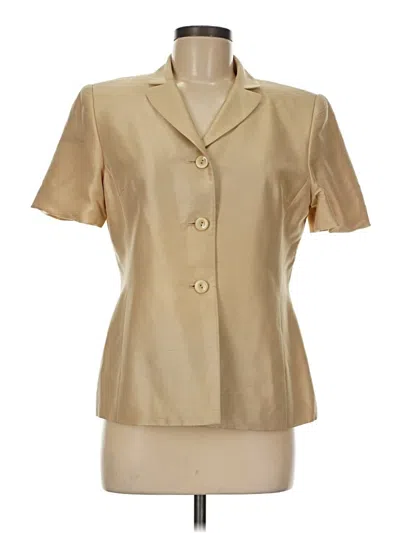Pre-owned Kasper A.s.l. Silk Blazer Jacket In Gold