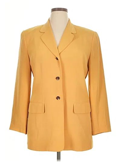 Pre-owned Kasper A.s.l. Silk Blazer Jacket In Yellow