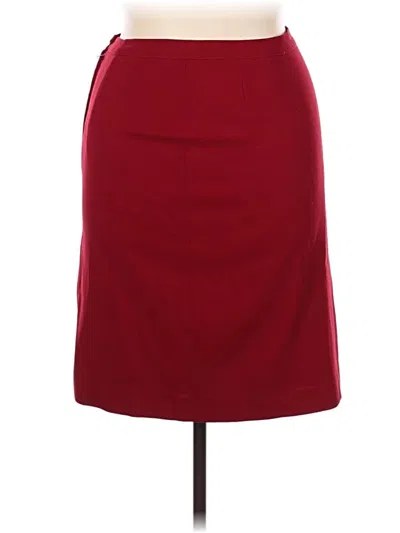 Pre-owned Kasper A.s.l. Wool Skirt In Burgundy