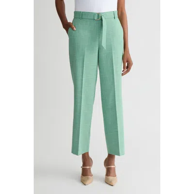 Kasper Belted Elastic Back Straight Leg Ankle Pants