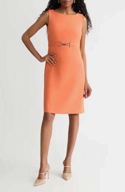 Kasper Belted Sheath Dress In Orange