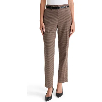 Kasper Belted Slim Leg Pants In Cinnamon Multi
