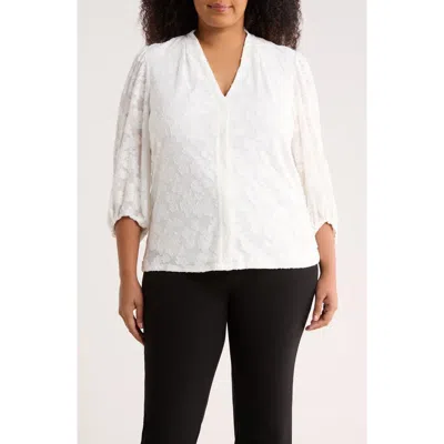 Kasper Blouson Sleeve Top In Lily White